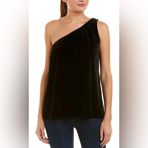 BOGO SALE French Connection Aurore Velvet One Shoulder Sleeveless Top, Size Med - Picture 1 of 4